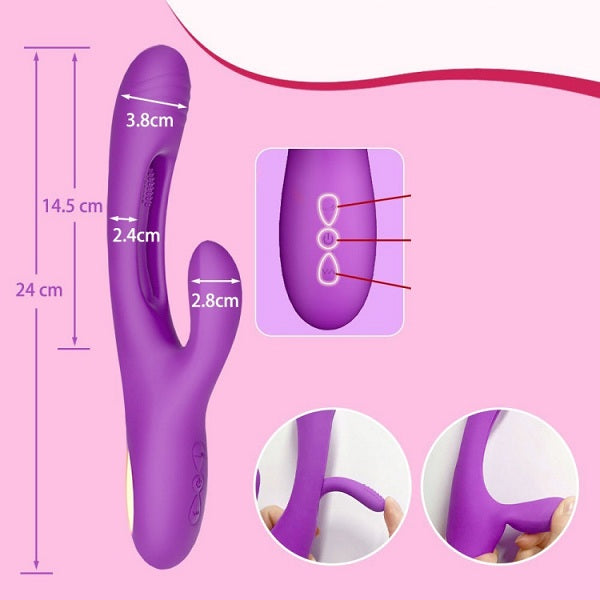 3-in-1 Rabbit Clitoris Stimulator G-Spot Flutter With 7 Vibration Sex Toy For Couples