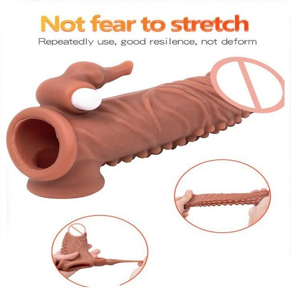 777 Spikey Vibrating Condom Penis Sleeve Extender