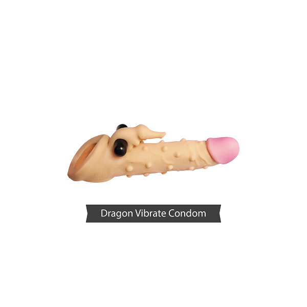 Dragon Silicone Washable Condom Reusable Penis Sleeve With Vibrator