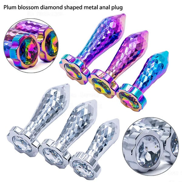 Plum Blossom Diamond Shape Metal Anal Dilator Device Butt Plug