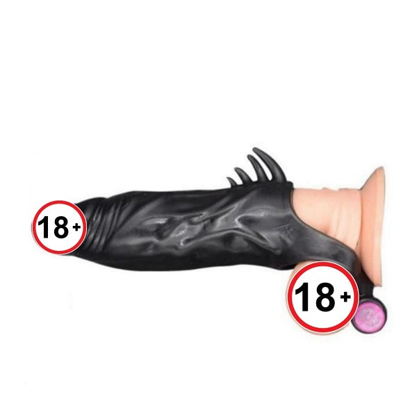 SHARKZ Black Colour Vibrating Reusable Condom Penis Sleeve Extender