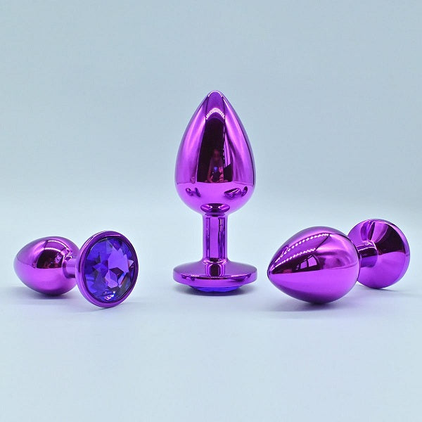 Stain Steel Anal Butt Plug With Purple Color Stone