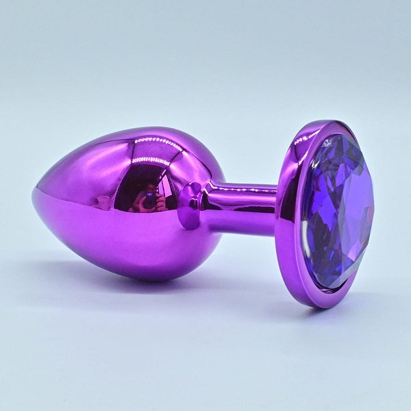 Stain Steel Anal Butt Plug With Purple Color Stone