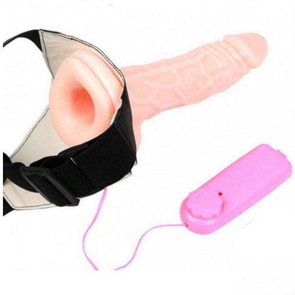 Vibrating Hollow Strap On Dildo With Soft Belt